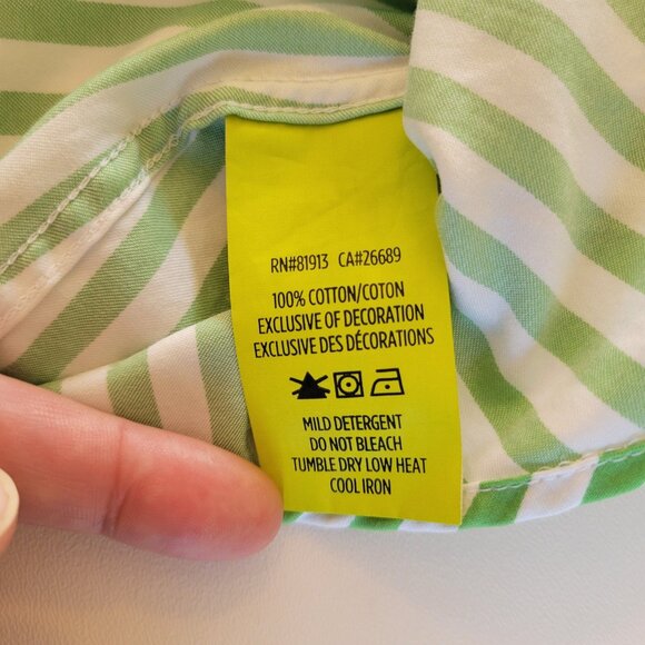 Robert Graham X Shirt Mens 2XL Green Striped Flip Cuff Button Up Cotton - Picture 4 of 9